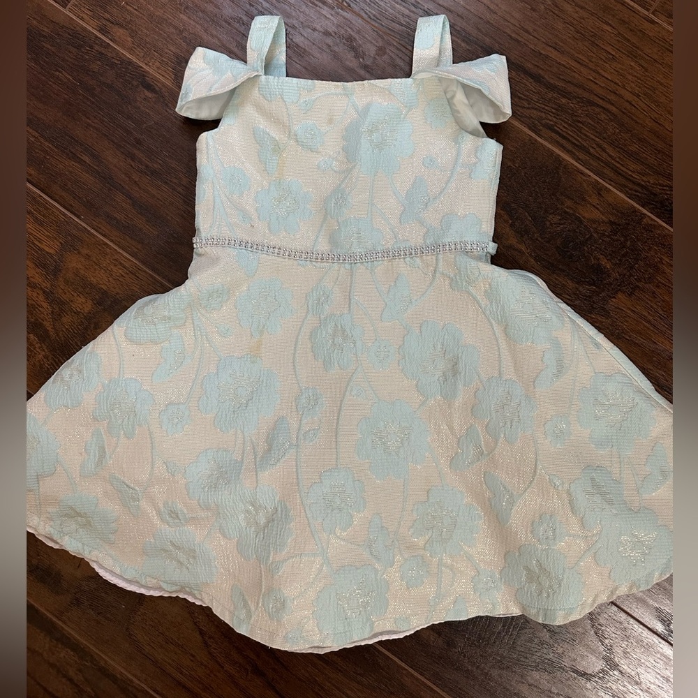 Girls party dress blue silver size 5